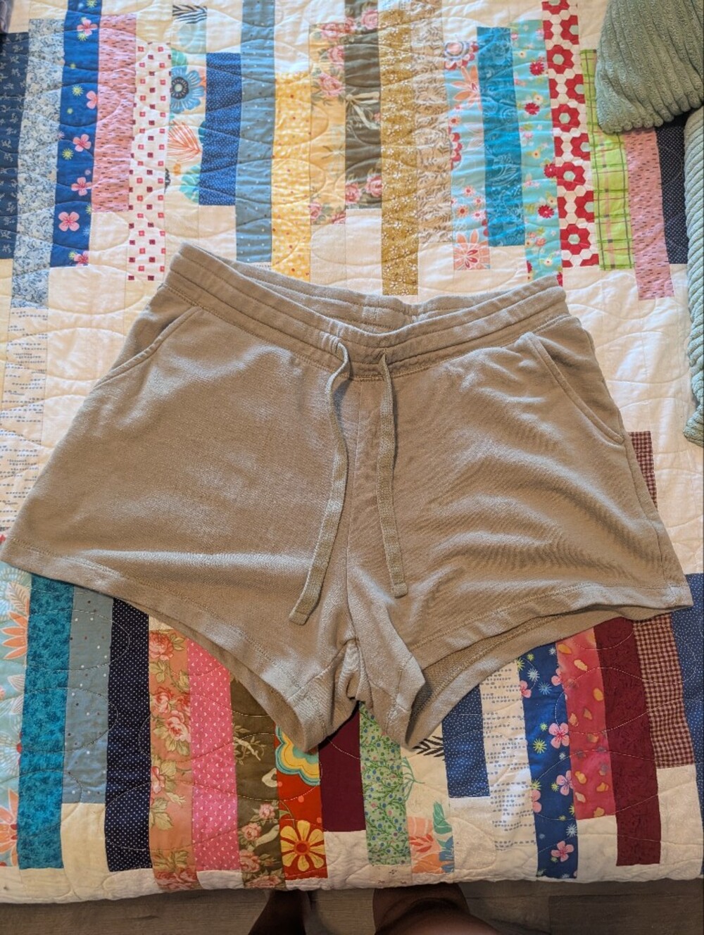 Natural Reflections Taupe Drawstring Athletic Shorts